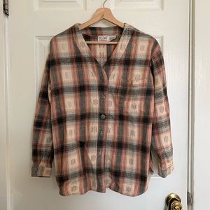 GUC • Vintage Embroidered Cotton Plaid Checkered Shirt Jacket